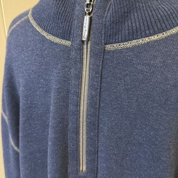 Tommy Bahama Heather Gray/Navy Flip Side Pro Reversible Half-Zip Sweatshirt. XXL - Picture 9 of 12